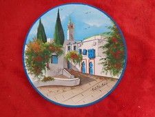 Sidi Bou saïd - Tunisie - Assiette Peinte Main - XXèS.
