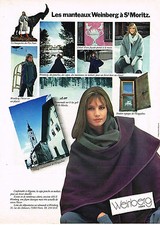 PUBLICITE ADVERTISING  1982   WEINBERG   manteaux pret à porter à ST MORITZ