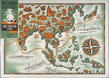 Vintage Map Poster, Far East, Cambodia, Laos, Vietnam, Ship Liner, Boat, 1950
