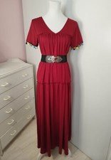 Robe Longue  Bordeaux A Ponpoms Style Bohème Été  Femme Taille 36/38 ,S/ M ❤️