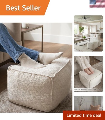 Beautiful boucle pouf ottoman - boucle,