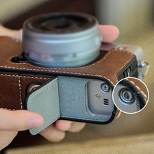 Demi ??tui housse de protection pour appareil photo Fuji XE5 en cuir PU marron v