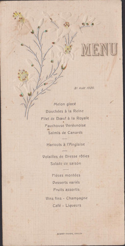 Menu ancien repas mariage - menu,