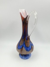 Vase Pichet Opaline Vintage aiguière verre marbré Carlo Moretti Space Age 70's