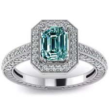 Bague argent 925 plaqué or blanc avec cubic zirconia bleu et blancs   T56