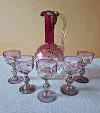 ensemble petite carafe et 5 verres émaillés
