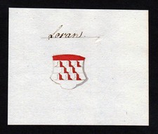 18E Siècle Lovan Manuscrit Wappen Manuscrit Blason