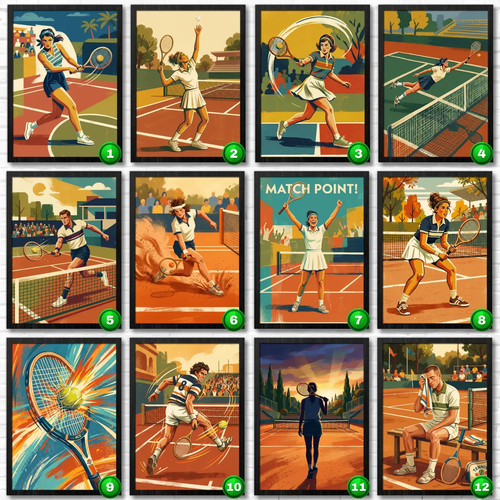 Poster affiche tennis - affiche, vintage