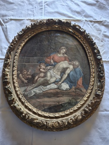 Peinture huile ancienne - peinture, a