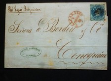 Chile 1858 cover Valparaiso/Conception Par Vapor Polynesian 8 sept. 58