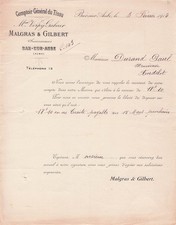 10 AUBE BAR SUR AUBE, negociant, Malgras Gilbert 1916 tissus, commerce