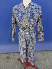 Blouse de travail N°37 en  coton blanc  marron fleurs vintage   