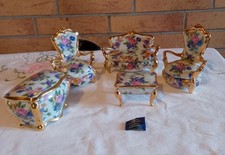 Salon: 5 petites Boîtes Bijoux Limoges France Certificat Bouquet Floraux Vitrine