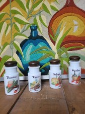 4 POTS A CONDIMENTS ÉPICES PAPRICA SAFRAN GIROFLES CUISINE VINTAGE