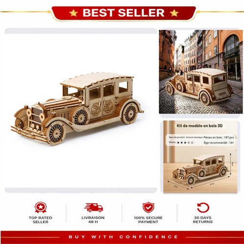 Puzzle bois voiture - puzzle, en