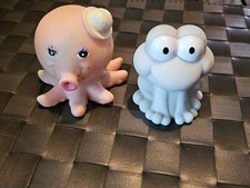 Lot de deux jeux jouets pour bains - animal grenouille grise et pieuvre rose