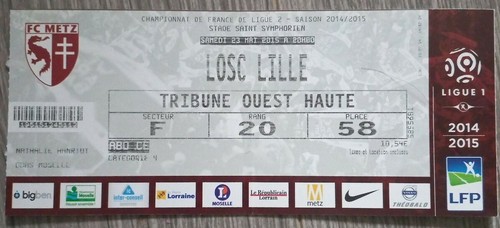 Billet match metz losc - match, fc