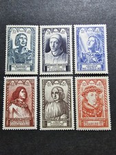 FRANCE TIMBRE CÉLÉBRITÉS DU XV SIÈCLE N°765/770 NEUF * MH 1946