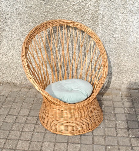 Fauteuil vintage rotin - en,