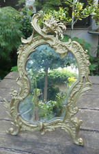Grand Miroir 1900 Bronze Rocaille sur pied 53cm de haut 34cm large  louis XV