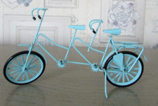 Vélo miniature Tandem en métal bleu décoration vitrine Longueur 19 cm