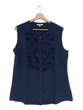 RENA MARX Blouse en soie Dames Blouse T EU 42 bleu foncé style décontracté