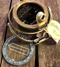 Ancien compas de navigation, bronze, SESTREL MEDINA