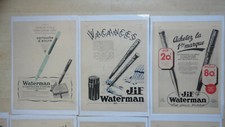LOT DE 7 PUBLICITE ANCIENNE CARTOUCHE D'ENCRE JIF WATERMAN STYLO PLUME