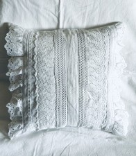 Housse Coussin *Dentelle*, style ancien , blanc ,dentelle vintage