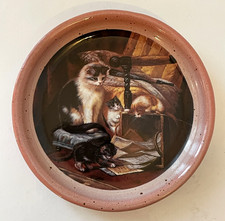 Très belle Petite assiette décorative ronde CHAT Chaton Famille D=11,5cm Neuf