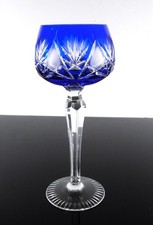 ANCIENNE 1 VERRE A VIN EN CRISTAL DOUBLE COULEUR BLEU ET BLANC TAILLE BOHEME