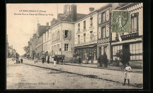 Cpa merlerault grande rue - merlerault,, grande-rue