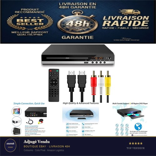 Lecteur dvd hdmi 1080p avec - dvd,