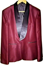 Blazer de cérémonie bordeaux uni à col châle noir uni XL pour homme + Cad'ô