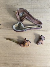 pipe ambre russe animal chevreuil et chien ecume L 10cm ambrerusse