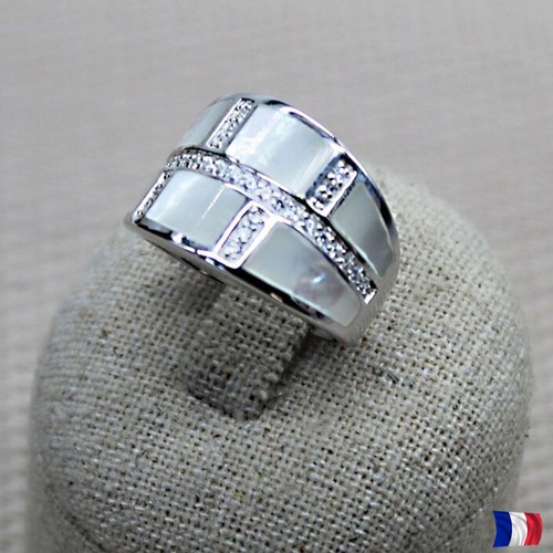 Bague nacre zircon - nacre,