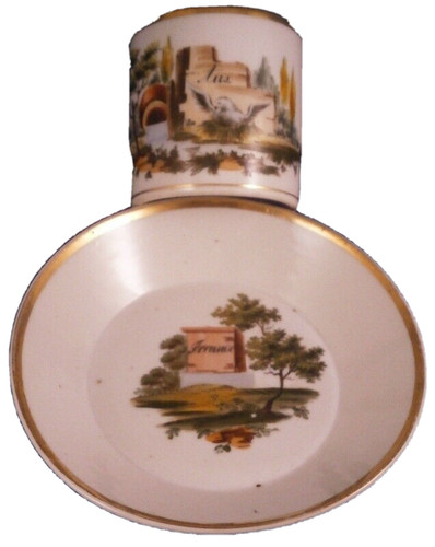 Tasse soucoupe scénique en - et,