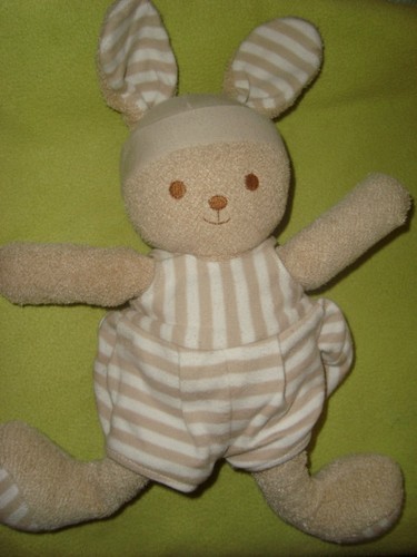 Doudou lapin marron beige - marron,