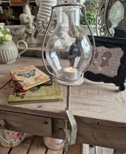 BOUGEOIR POUR PLATEAU DE TABLE LANTERNE ANCIEN STYLE SHABBY MÉTAL VERRE...