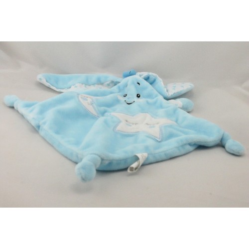 Doudou plat lapin bleu - , blanc
