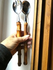 Grands Couverts Salade BAMBOU VINTAGE 60 Acier inoxydable 28 cm Stainless Steel