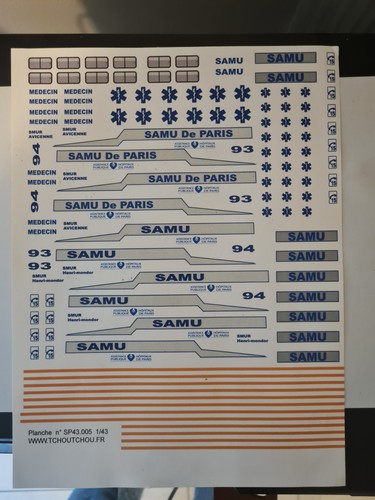 Planche decalque samu - decalque,