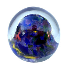 Superbe Presse Papier Verre Boule Sulfure 10Cm 1Kg333 Signé Loumani