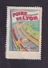 Ancienne vignette étiquette timbre France BN200603 Foire  Lyon 1950