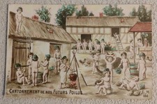 Cpa Fantaisie "Cantonnement de nos Futurs Poilus" 1915