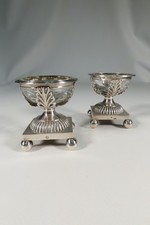 ANCIENNE JOLIE PAIRE DE SALERONS ARGENT MASSIF ET CRISTAL EPOQUE RESTAURATION