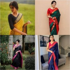 Femmes Broderie Pierre Travail Vichitra Soie Sari Avec Décousu Blouse