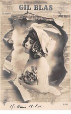 Spectacle - n°73535 - Gil Blas - Jeune femme avec un chapeau à plume