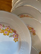 Elégantes assiettes à dessert en porcelaine, made in Italy, années 60, Monopoli