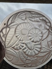 Ancienne suspension DEGUÉ lustre art nouveau vasque en verre pressé rose